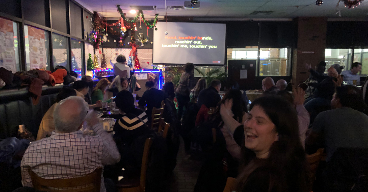 Delegates and Equity Caucus members at a karaoke night hosted by the AMAPCEO Equity Committee