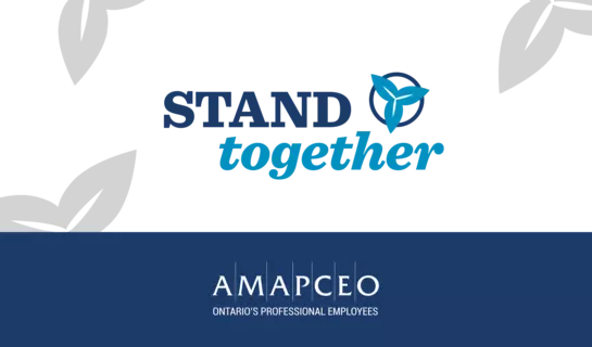 A bargaining brand image including the words "Stand together" and the AMAPCEO logo