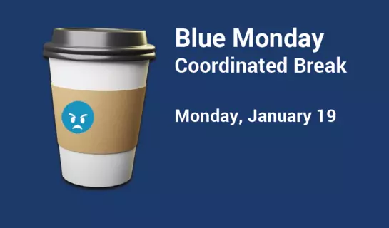 A coffee cup with a blue angry face emoji on it