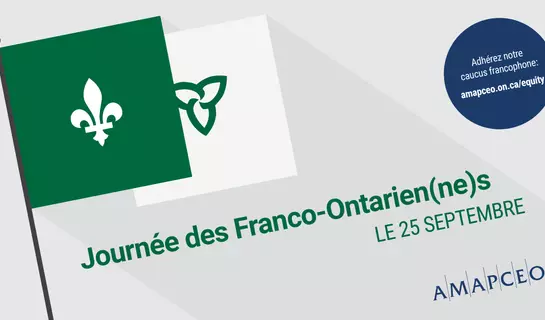 Poster with flag and text "Jour des Franco-Ontariennes et Franco-Ontariens"