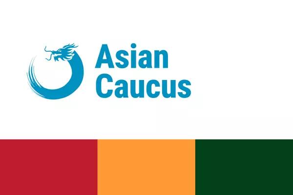 AMAPCEO Asian Caucus Logo, which consists of a stylized enso turning into a dragon