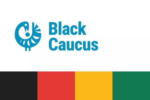 AMAPCEO Black Caucus Logo, which consists of a stylized Sankofa bird
