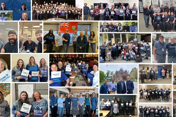 Image of Collage of OPS members wearing blue for "Wear Blue Wednesdays"