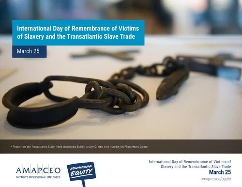 Social media shareable image of shackles on display at the Transatlantic Slave Trade Multimedia exhibit in New York
