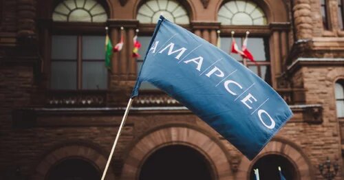 AMAPCEO Flag waving in front of Queen's Park