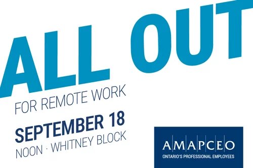 All Out for Remote Work // September 18 // Noon // Whitney Block // AMAPCEO