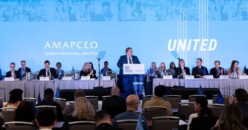 Image of AMAPCEO Board of Directors on stage at the 2025 Annual Delegates' Conference