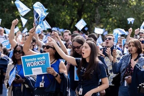 Image of attendees at ALL OUT for Remote Work rally in Toronto 