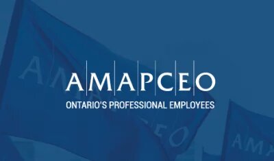 Image with AMAPCEO logo on blue background with AMAPCEO flags