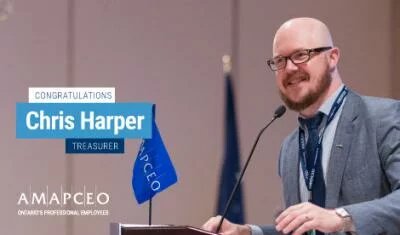 An image congratulating Chris Harper, elected Treasurer.