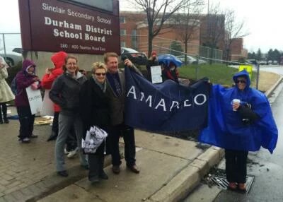 AMAPCEO members boycotting Back to Work Law - Bill 103 outside the Durham District School Board.