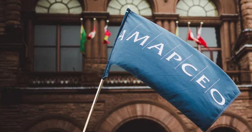 "Image of AMAPCEO flag waiving - for article "Bill 124 remedy continues to inch forward; public sector unions await appeal results"