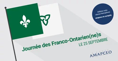 Poster with flag and text "Jour des Franco-Ontariennes et Franco-Ontariens"