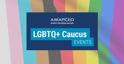 poster saying LGBTQ+ Caucus Events