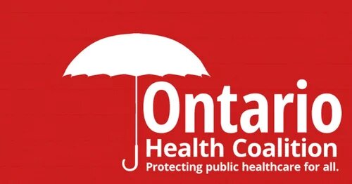 Ontario Health Coalition umbrella logo "Protecting public healthcare for all"