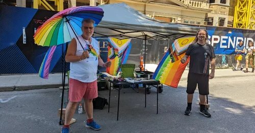 AMAPCEO members at the LGBTQ+ Caucus Pride booth 2023