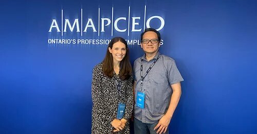 Image of FSRA Bargaining team members, Arielle Brenman and Chet Ng