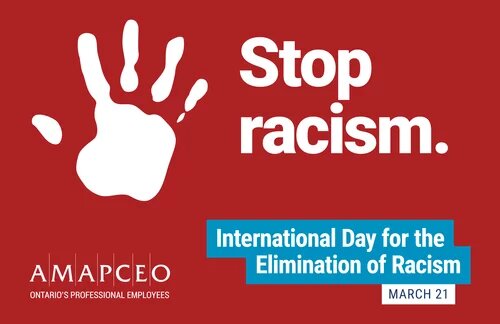 Poster text that says "Stop racism"