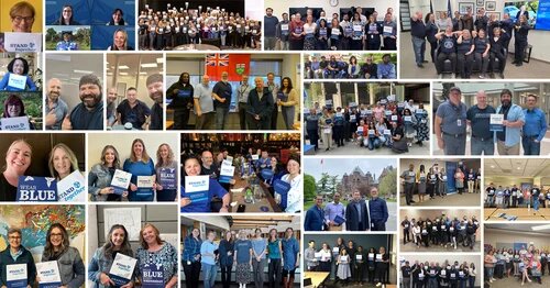 Image of Collage of OPS members wearing blue for "Wear Blue Wednesdays"