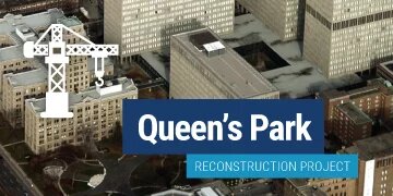 Graphic showing Queen's Park reconstruction project