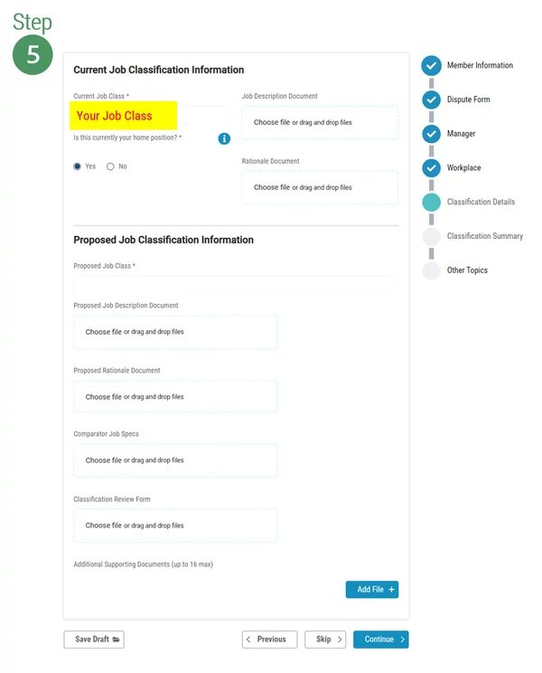 Image of Step 5 - Reporting a Workplace Issue - Classification Issues