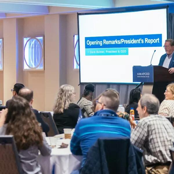 AMAPCEO members listening to a presentation from President Dave Bulmer