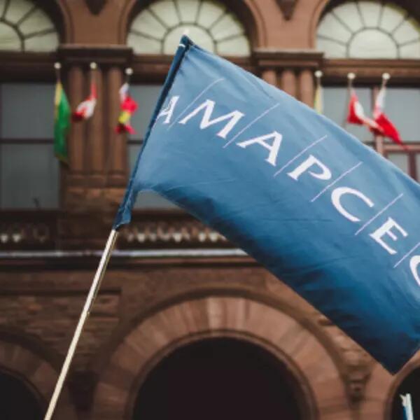 AMAPCEO Flag waving in front of Queen's Park