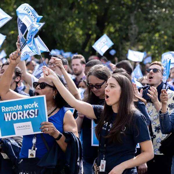 Image of attendees at ALL OUT for Remote Work rally in Toronto 