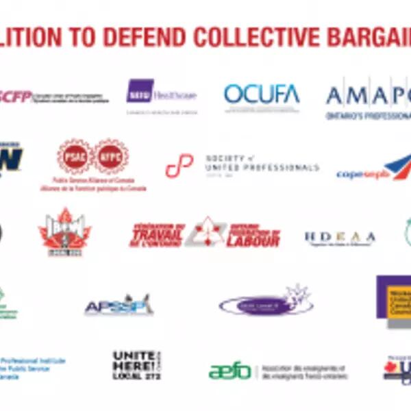 A graphic of the logos of organizations fighting to repeal Bill 124.