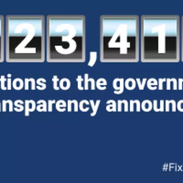 A graphic of a counter stating that there are 123,410 (and going up) exceptions to the government's pay transparency announcement.