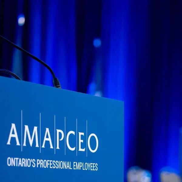 Image of AMAPCEO podium at Annual Delegates' Conference