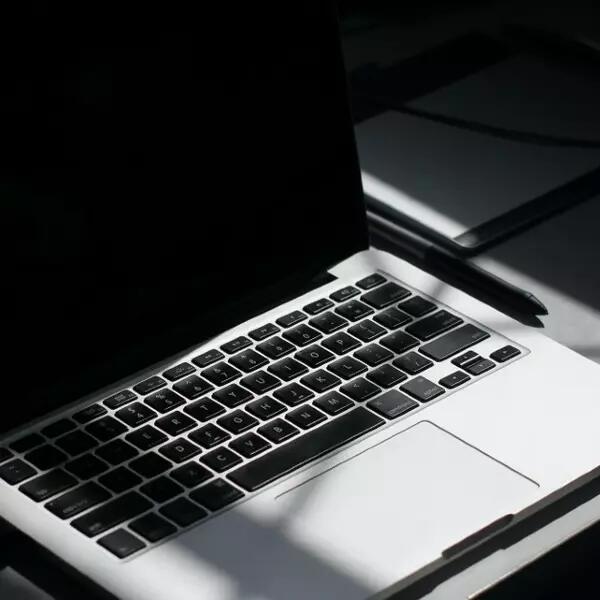 A laptop in darkness