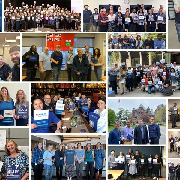 Image of Collage of OPS members wearing blue for "Wear Blue Wednesdays"